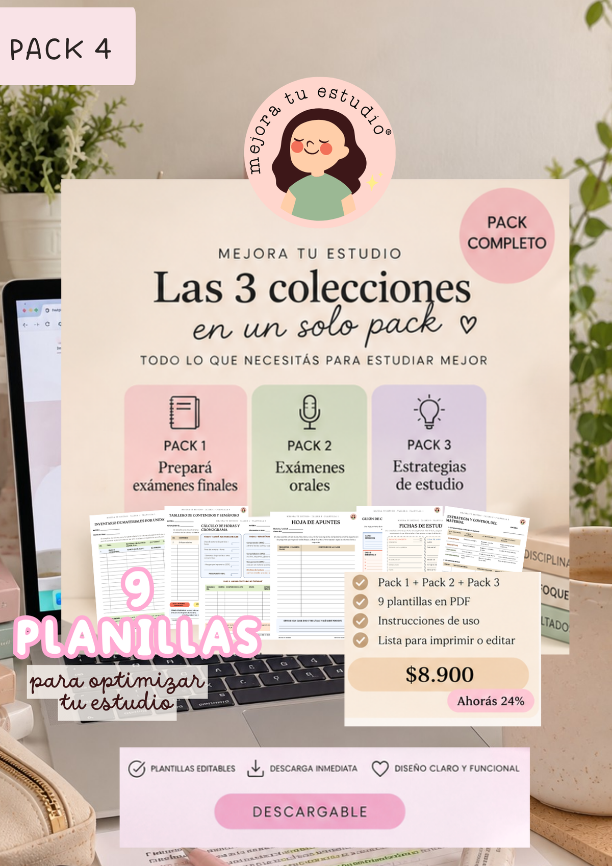 SÚPER PACK DE ESTUDIO:  9 planillas de práctica